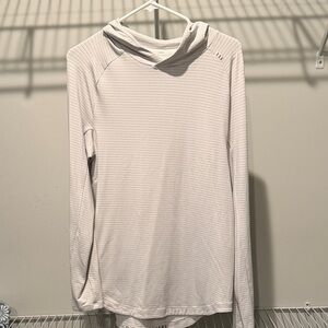 Lululemon White Striped Long Sleeve Lightweight Hoodie